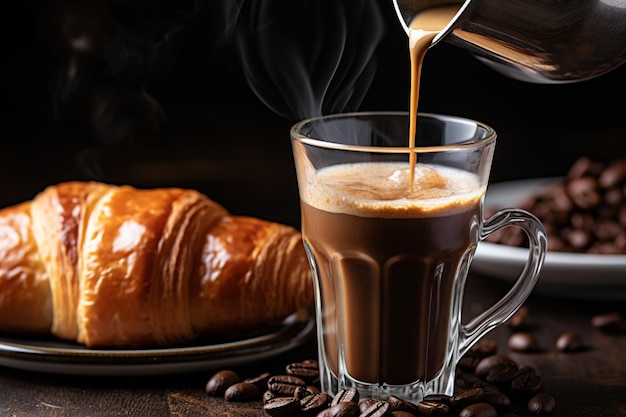 CloseUp of Croissants Being Sprinkled with Sesame Seeds