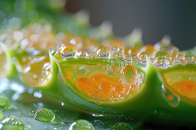 Photo a closeup of a crosssection of an aloe vera leaf