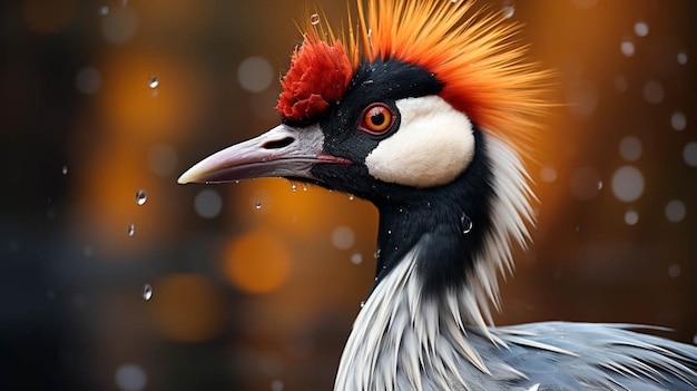 Closeup crowned crane with blurred background