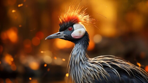 Closeup crowned crane with blurred background