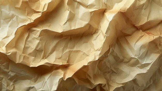 Closeup of crumpled brown paper texture