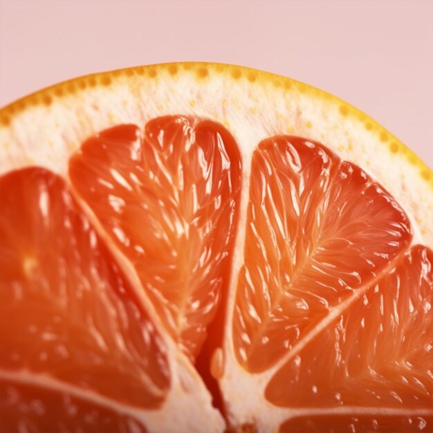 CloseUp Cut Slice Of Ripe Grapefruit