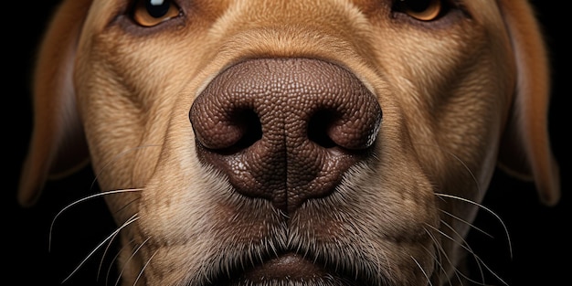 Foto close-up di una faccia di cane carina generata da ai