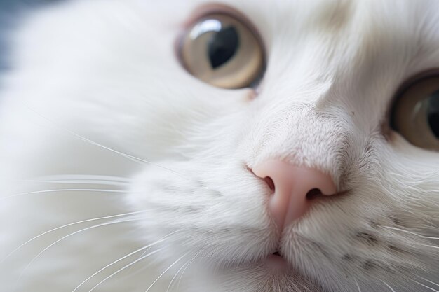 Closeup of a cute pink cats nose and face ai generated