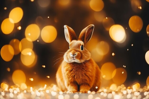 Closeup of cute rabbit with beautiful bokeh background generative ai illustration