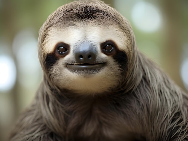 Closeup of cute sloth animal face