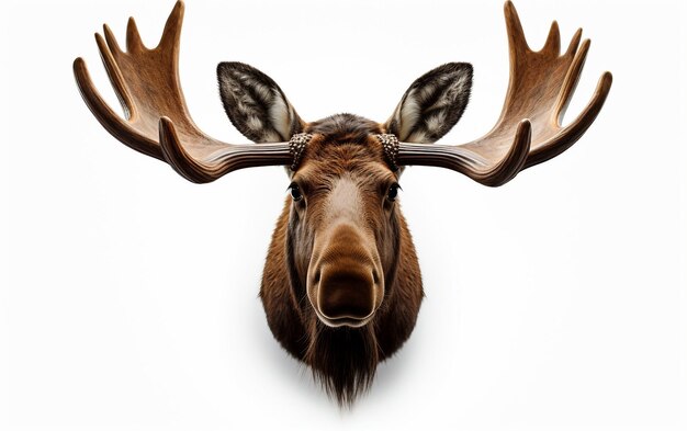 Foto closeup cutout majestic moose face geïsoleerd op transparante achtergrond