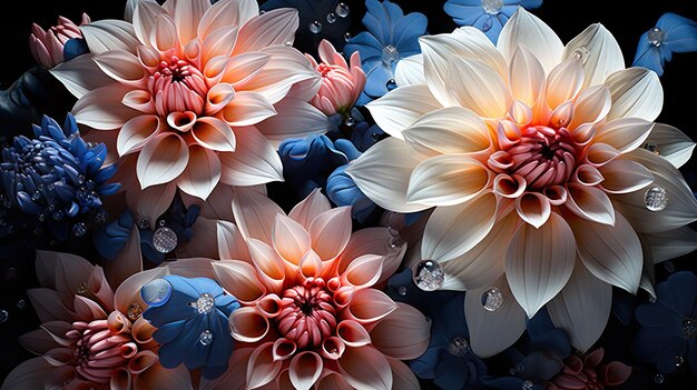 Closeup Dahlia floral bouquet UHD Wallpaper