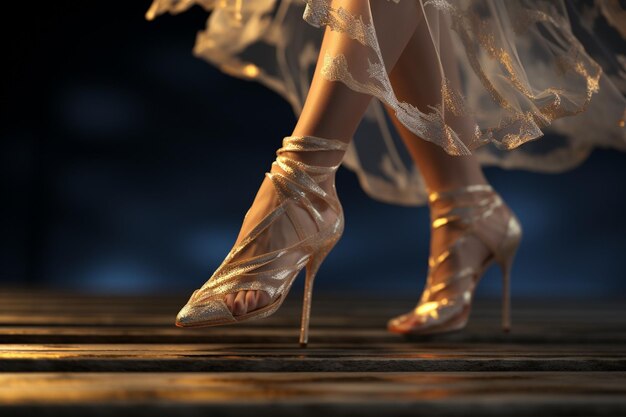 Клоуз-ап танцовщицы с ногами в движении