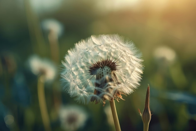 Closeup of dandelion on natural background AI generated