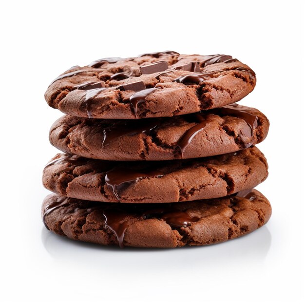 Photo a closeup dark chocolate cookies isolated on white background