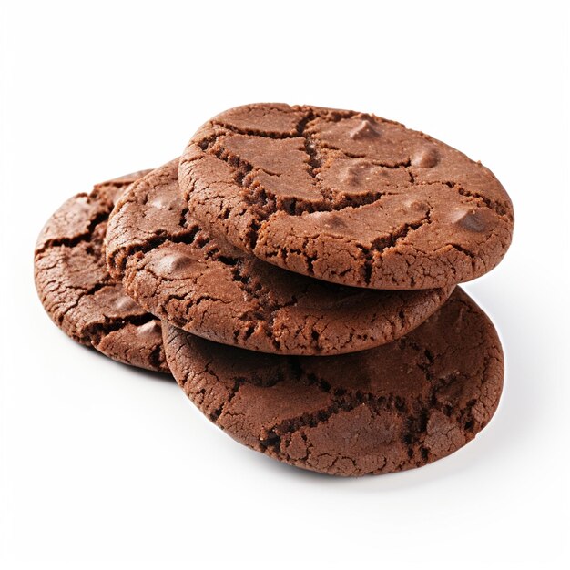 Photo a closeup dark chocolate cookies isolated on white background