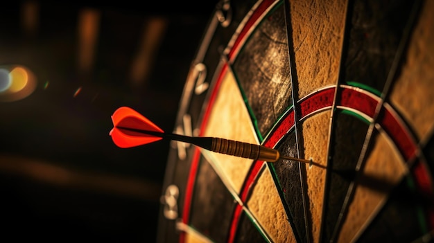 Closeup of Dart in Bullseye on Dartboard