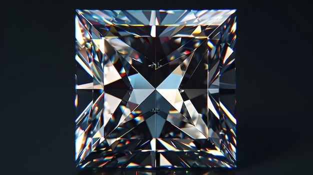 Closeup of a dazzling squarecut diamond against a dark background A symbol of luxury and wealth Perfect for jewelry adverts AI