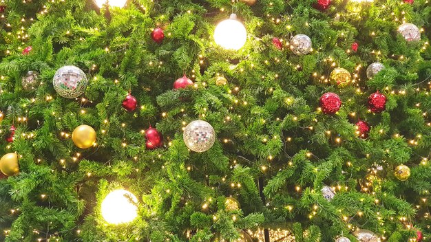 Closeup of a decorated Christmas tree