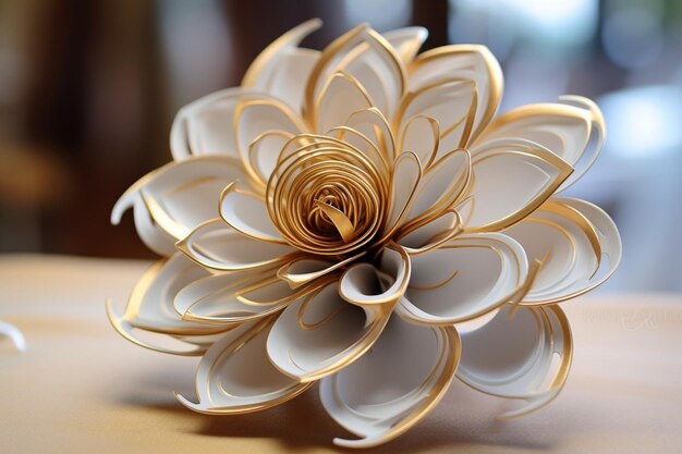 Closeup of a decorative floral detail on the wedding accessories