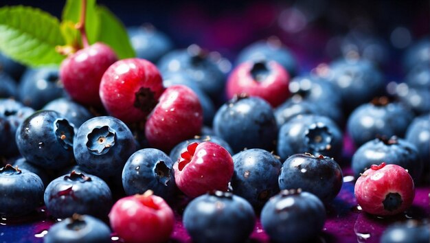 Closeup deep blue blueberries background