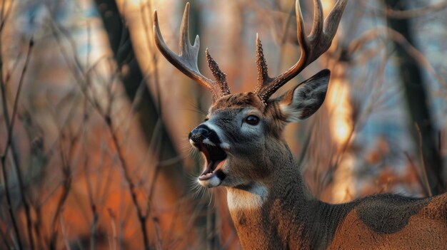 Closeup of deer with mouth open