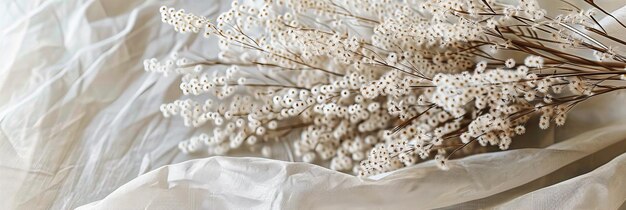 CloseUp of Delicate Gypsophila Flowers Against a White Background Evoking Springs Freshness and Beauty