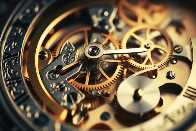 Closeup of delicate mechanical watch internal structure