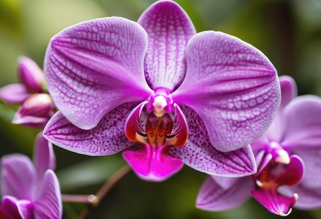 Photo a closeup of a delicate purple orchid in a tropical garden