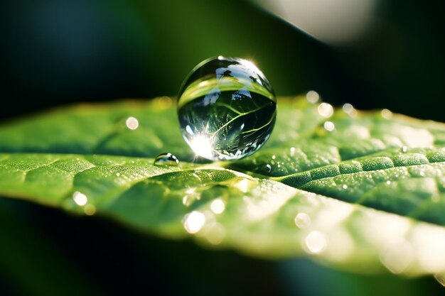 CloseUp of a Delicate Raindrop Resting on a Surface