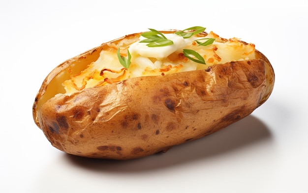 A CloseUp of Delicious Baked Potato on a White Background Generative By Ai