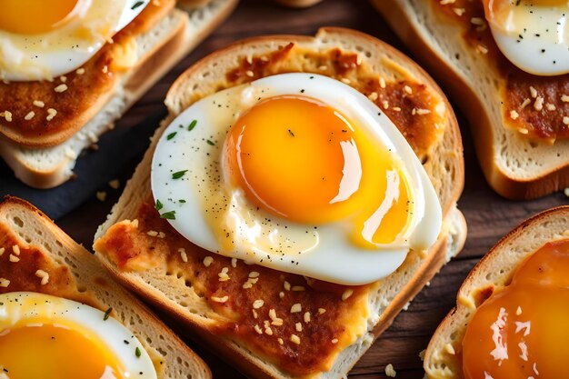 Closeup delicious egg on toast