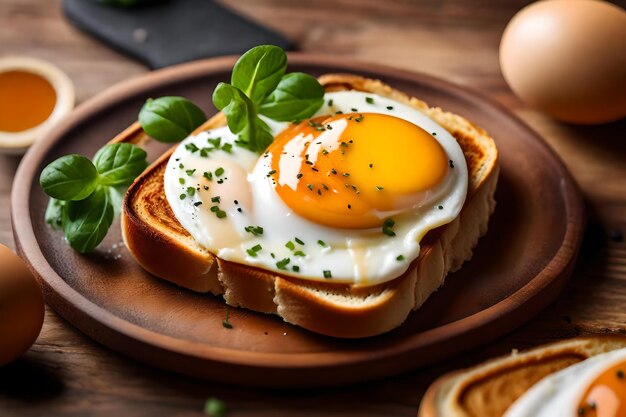 Closeup delicious egg on toast