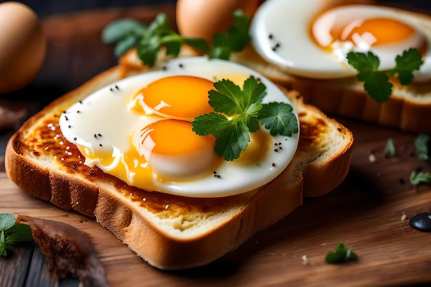 Closeup delicious egg on toast