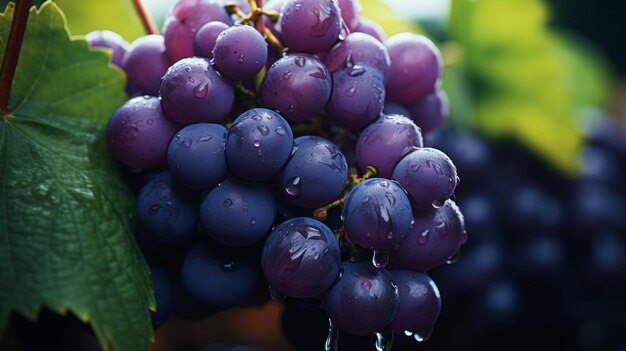 Вблизи вкусный виноград и вода