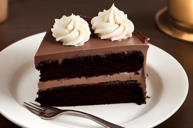 美味しく見えるチョコレートケーキのクローズアップ