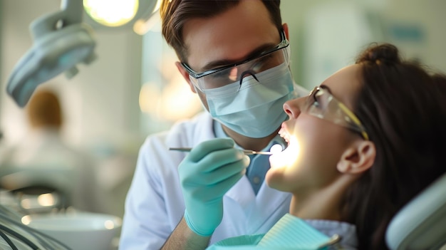 Closeup of Dentist Examining Teeth