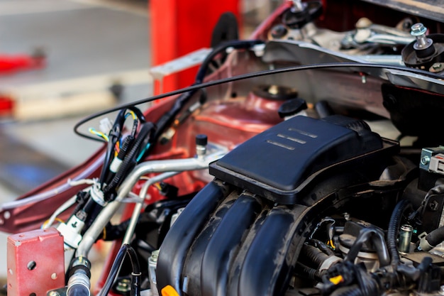 Closeup detail of car engine 