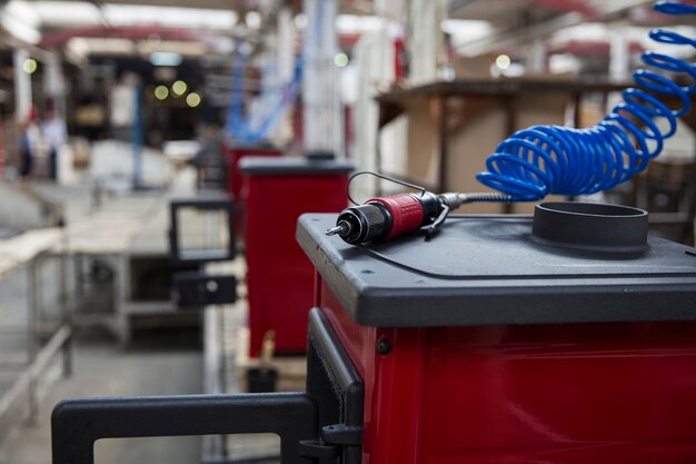 Closeup detail of the stoves in  factory