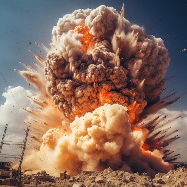 Premium AI Image Closeup of a detonation in a controlled explosion