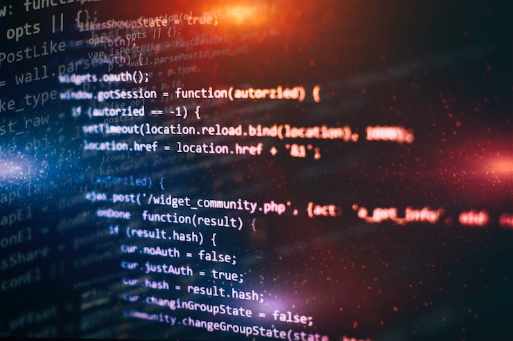 Photo closeup developing programming and coding technologies. developer working on web sites codes in office.