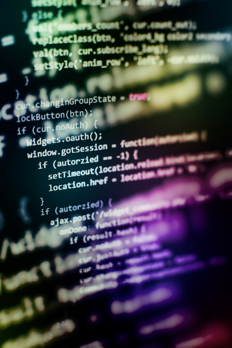 Photo closeup developing programming and coding technologies. developer working on web sites codes in office.