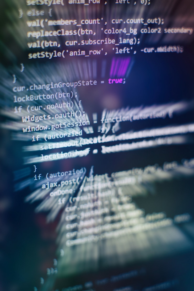 Photo closeup developing programming and coding technologies. developer working on web sites codes in office.