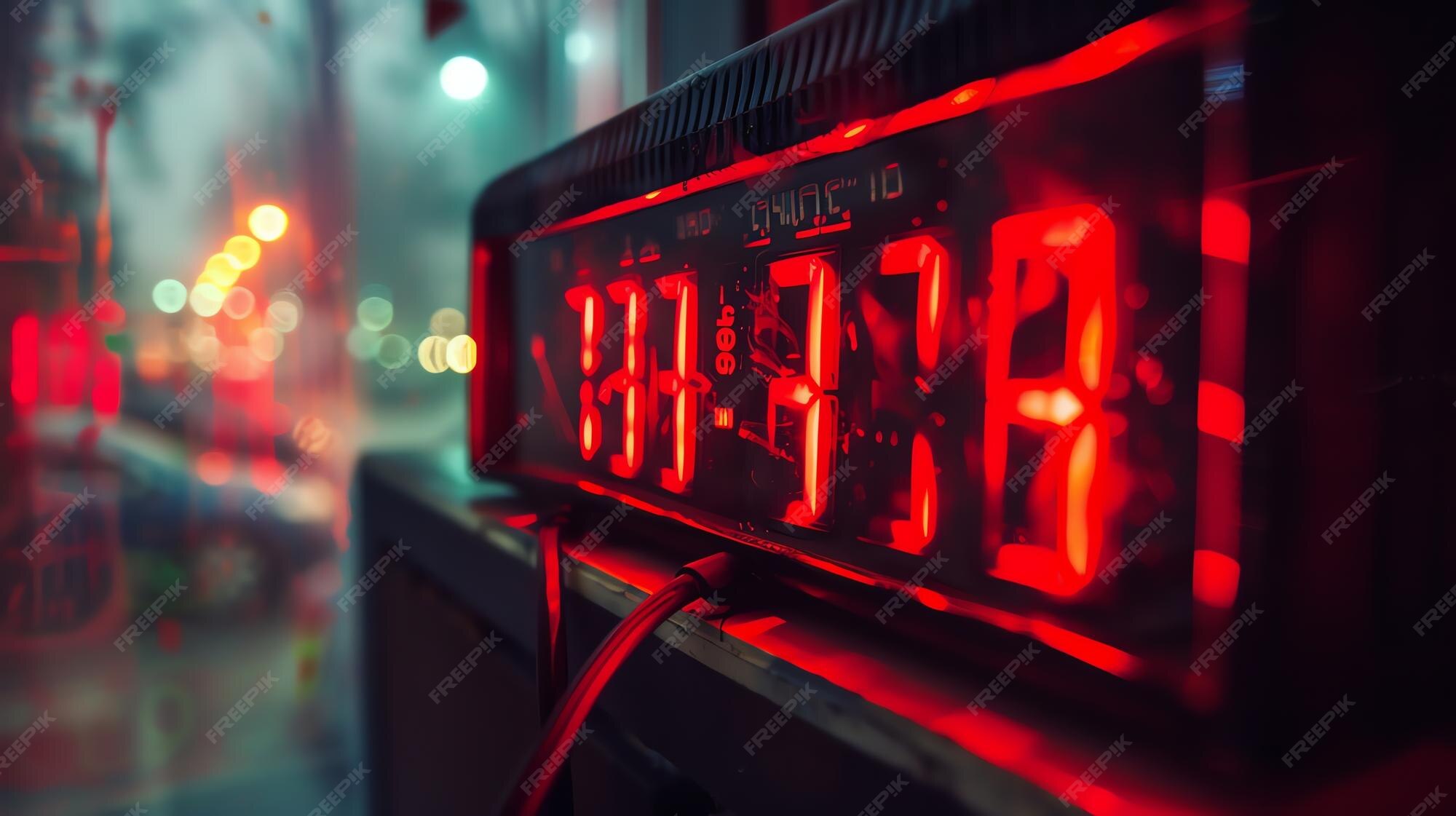 Premium Photo | A closeup of a digital clock with a red display The