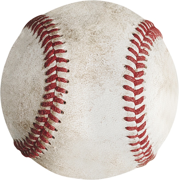 Photo closeup of dirty baseball isolated on white