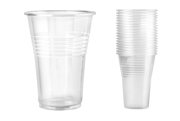 Photo closeup of disposable plastic cups