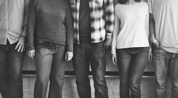 Closeup of diverse friends standing together