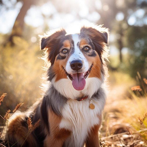 草の中の犬のクローズアップ