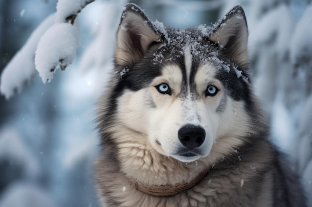 Photo closeup of dog in the snow