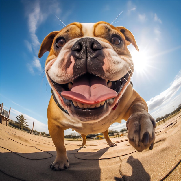 Closeup of Dog with Fish Eye Lens Cute Funny Pet Photography AI Generated