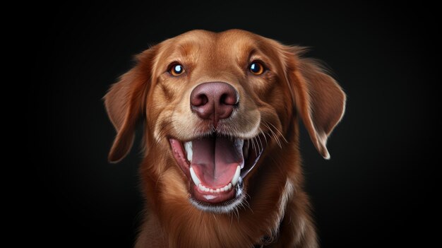 Photo closeup of a dog with its mouth open