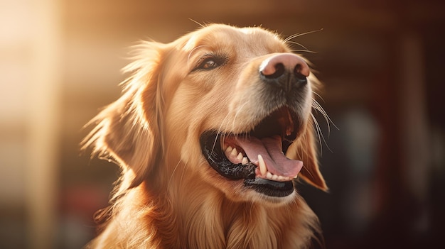 Photo closeup of a dog with its mouth open