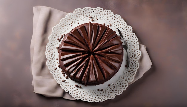 Ближайший снимок двойного шоколадного торта с мягким фоном