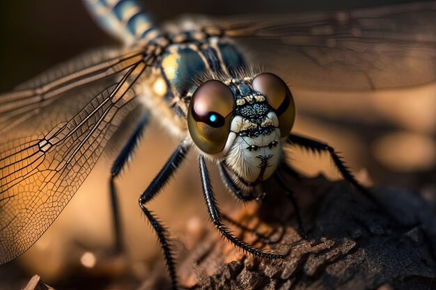 a closeup of a dragonfly basking in the sun